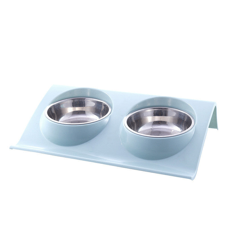 Stainless Steel Double Bowl - Durable Pet Feeder for Food & Water
