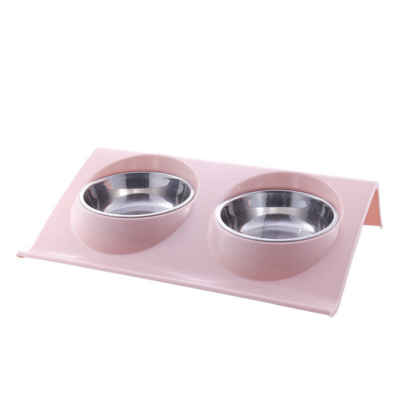 Stainless Steel Double Bowl - Durable Pet Feeder for Food & Water